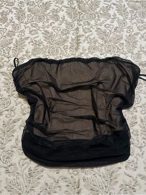 Forever 21 Black Sheer Mesh Overlay Top with Nude Lining